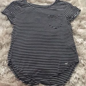 Hollister xs black and white striped shirt
